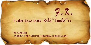 Fabriczius Kálmán névjegykártya